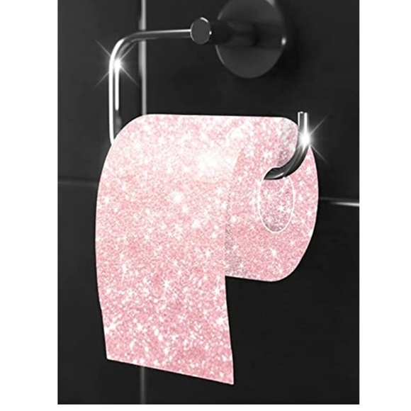 Pink glitter Art Print  Color Pop Art Bathroom Wall Decor Set unframed (6) - Picture 3 of 7